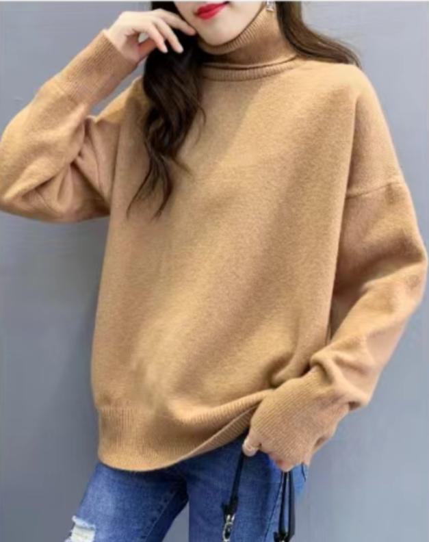 Damen Oversized Pullover mit hohem Kragen und Puffärmeln Berg-Feldt