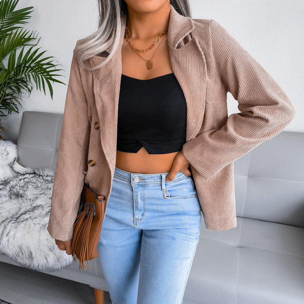 Veste en velours côtelé pour femme, à double boutonnage, boutons dorés, berg-feldt