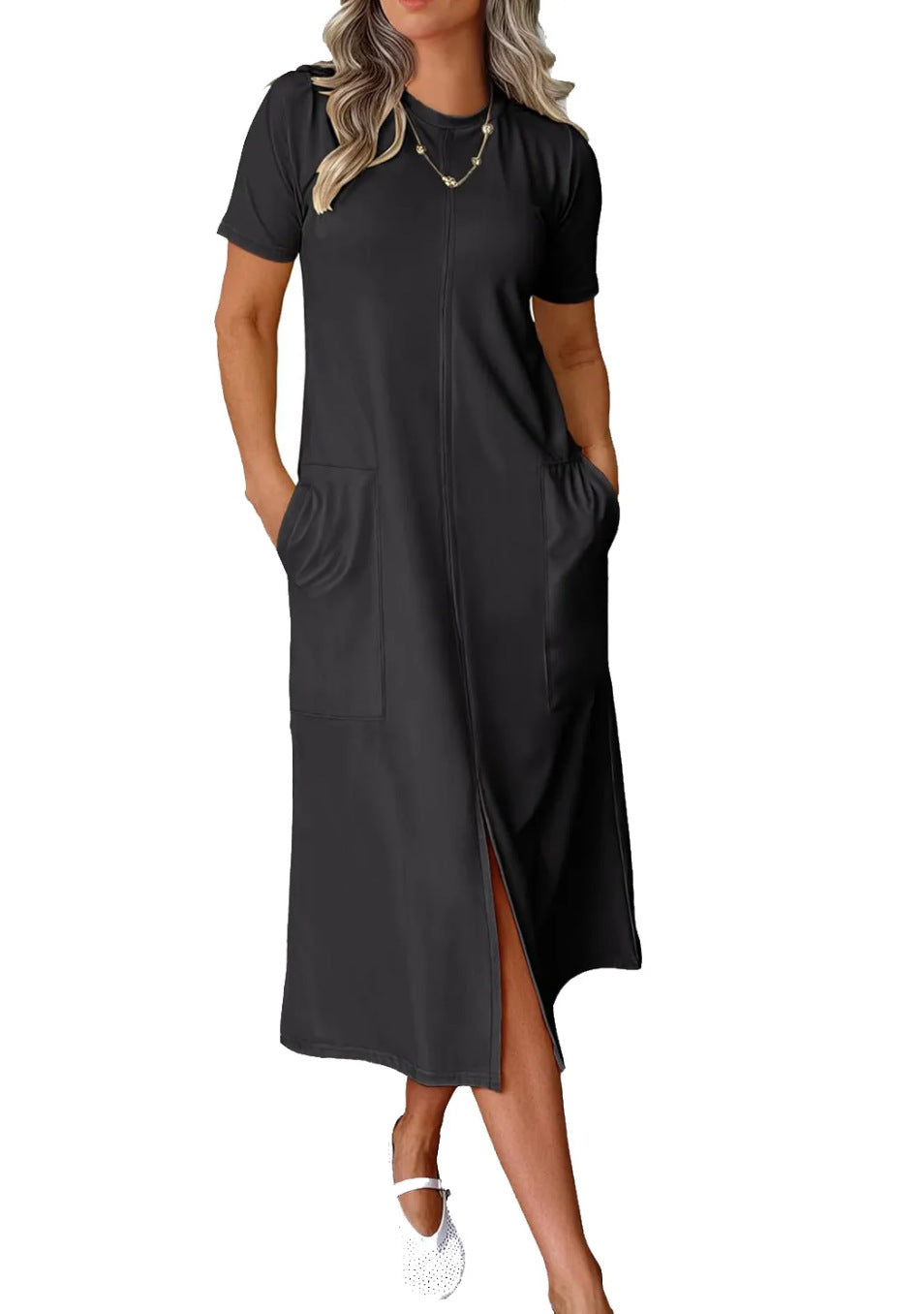 Maxikleid für Damen, lässig geschnitten, mit Taschen und Seitenschlitz von berg-feldt