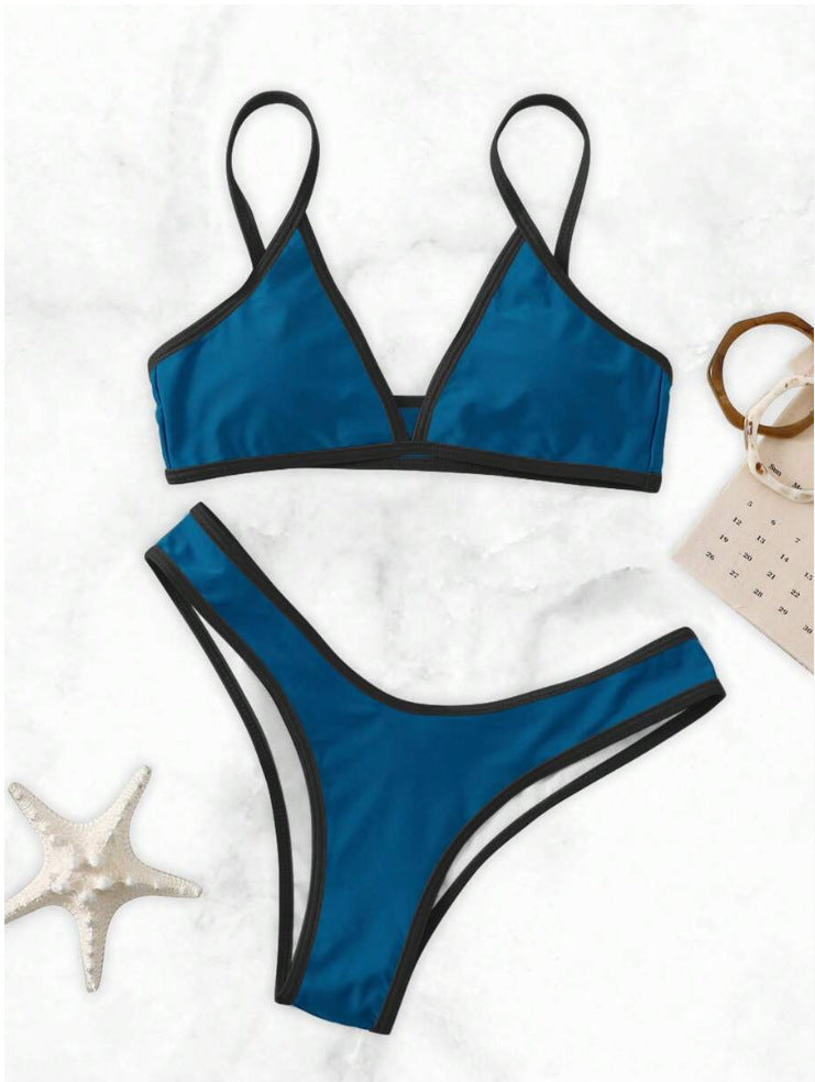 Berg-Feldt Ensemble Bikini Triangle pour Femme avec Détails Contrastés