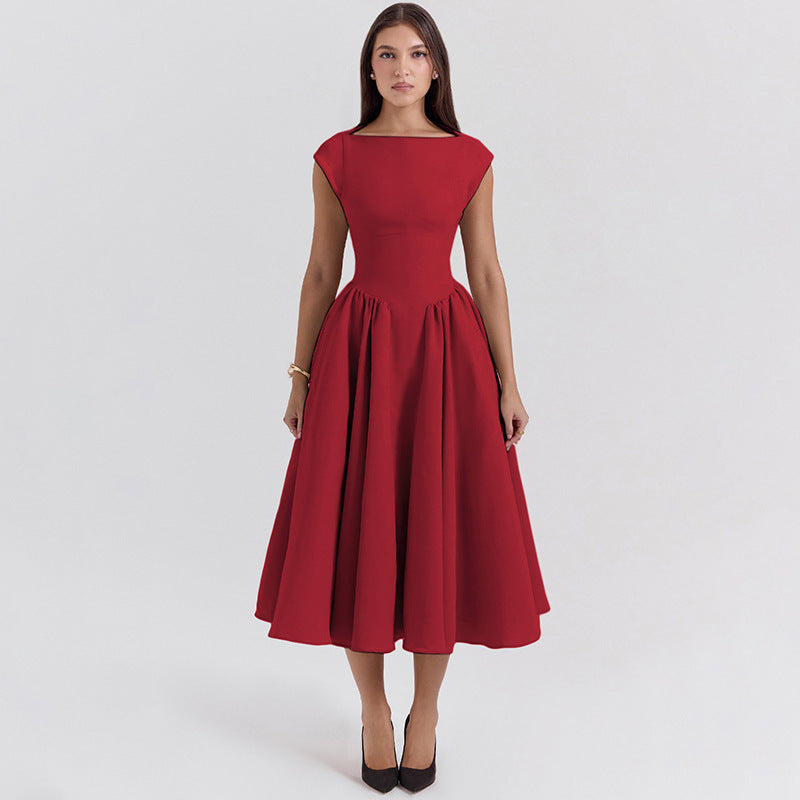 Robe Midi Femme avec une Coupe Trapèze Élégante et un Col Carré Chic Berg-Feldt