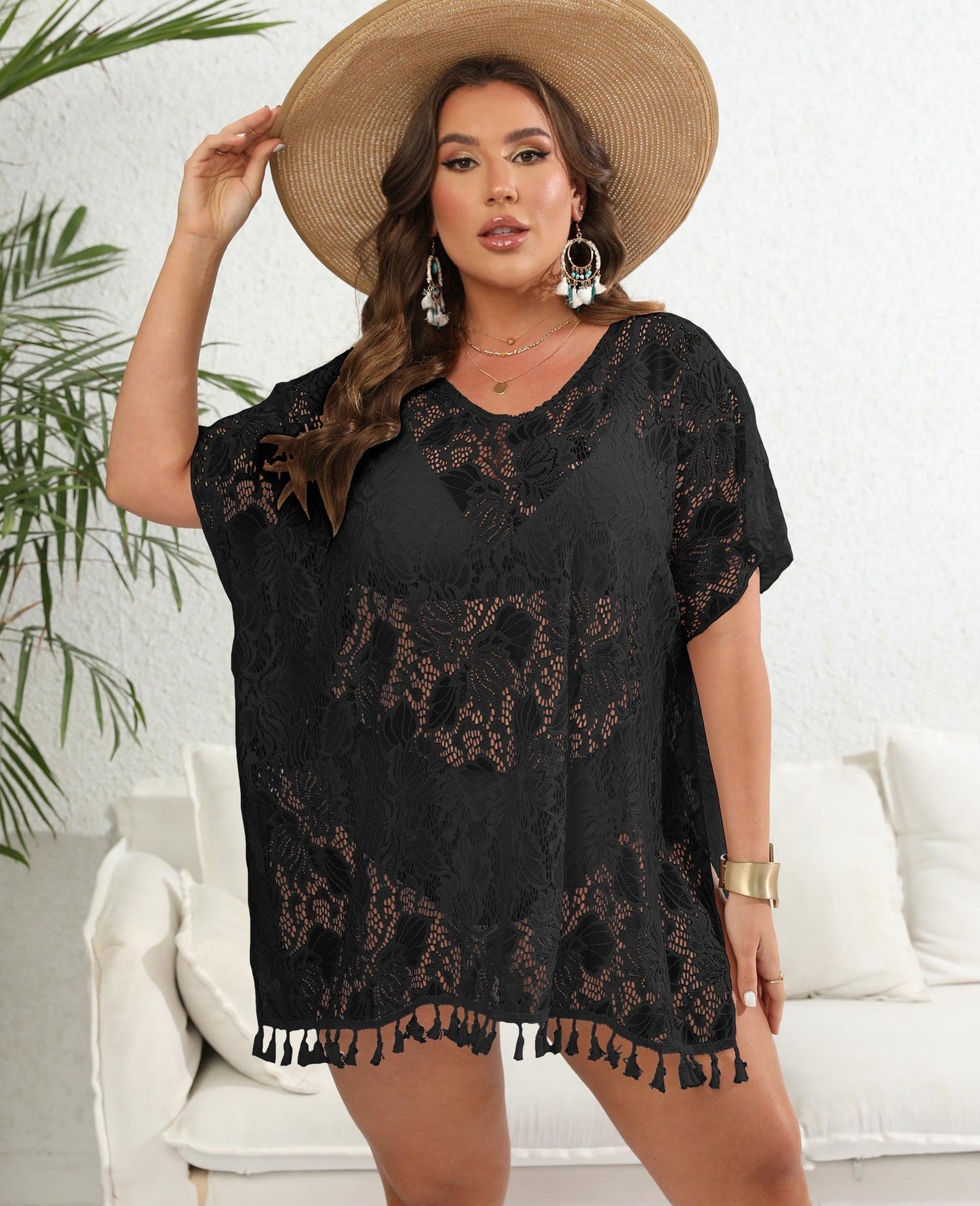 Kaftan de plage en dentelle bohème de berg-feldt