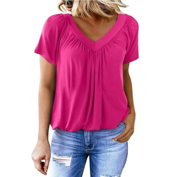 Blouse pour femme élégante avec col en V, fluide et coupe tendance, de berg-feldt
