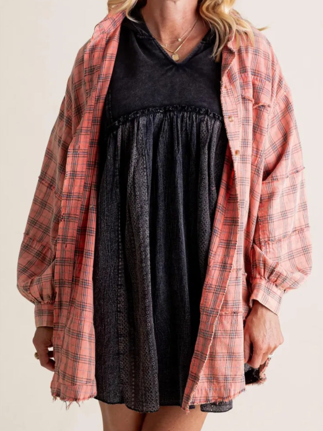 Blouse à carreaux surtaillée coupe décontractée pour femme de berg-feldt