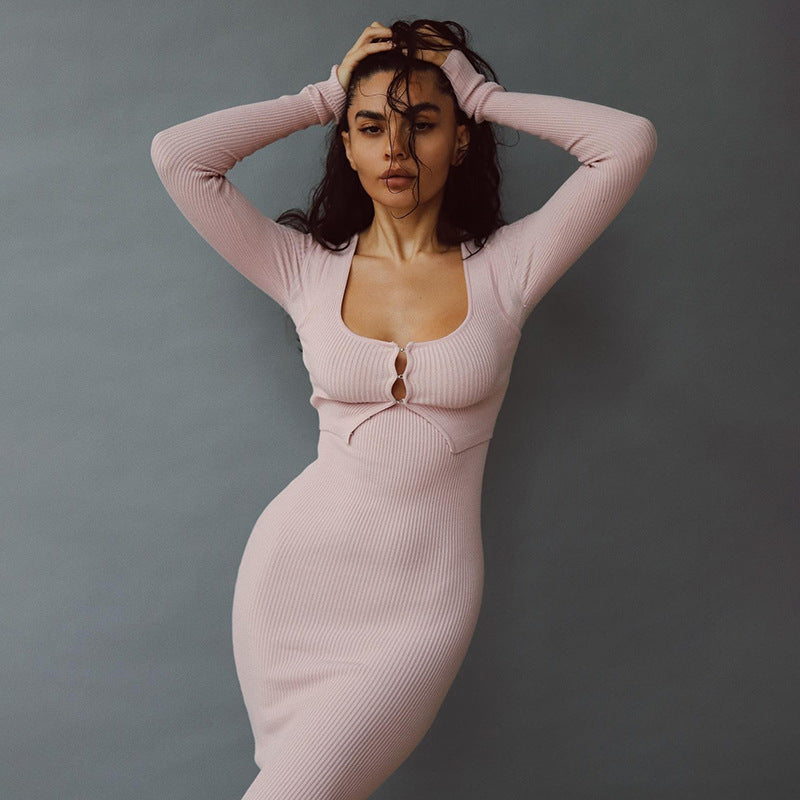 Berg-Feldt Robe Midi Femme Manches Longues et Découpes