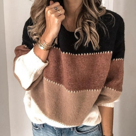 Women's Casual Stripe Sweater Made of Soft Material Mountain-Fieldt
