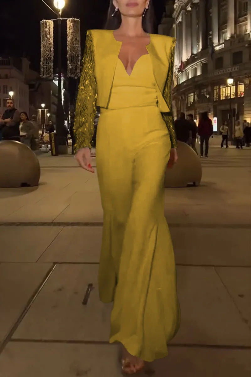 Eleganter Damen-Jumpsuit mit V-Ausschnitt und weiten Beinen von berg-feldt