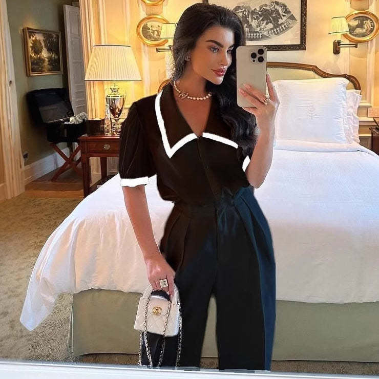 Blouse décontractée et élégante pour femme avec col large et manches bouffantes, de berg-feldt
