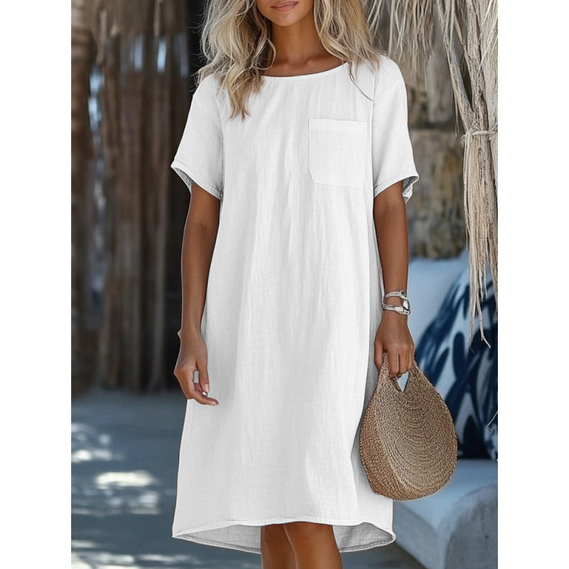 Robe col rond en coton et lin par Fudus