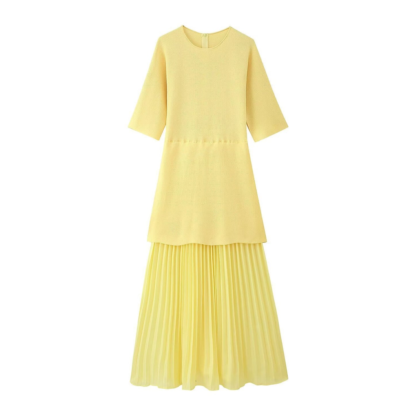 Maxikleid für Damen mit plissiertem Rock und strukturiertem Oberteil von berg-feldt