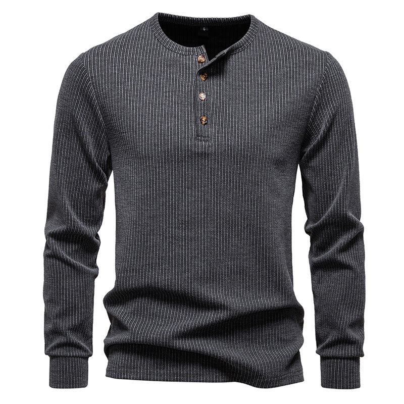 Chemise à manches longues pour homme, motif à côtes texturées et patte de boutonnage tendance Berg-Feldt