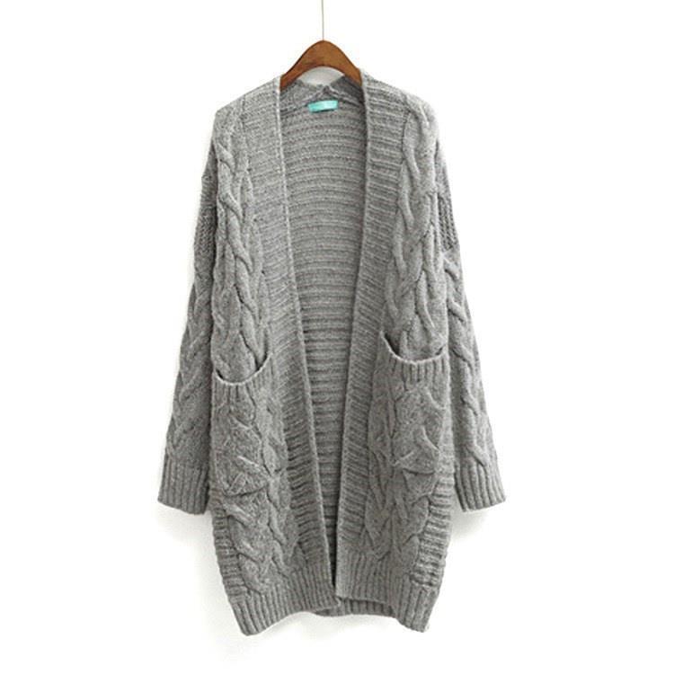 Damen Strickjacke mit grobem Zopfmuster und Taschen Berg-Feldt