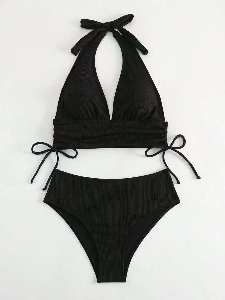 Ensemble de bikini côtelé à col montant Berg-Feldt pour femmes