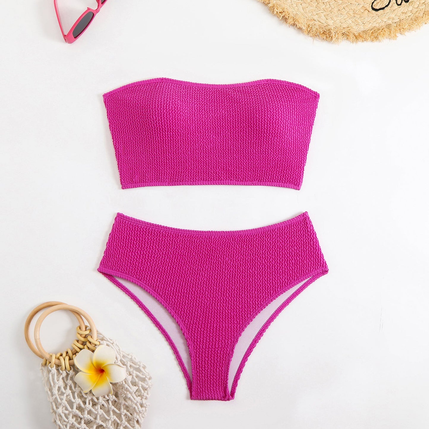 Haut de bikini texturé pour femme Berg-feldt, échancrure haute