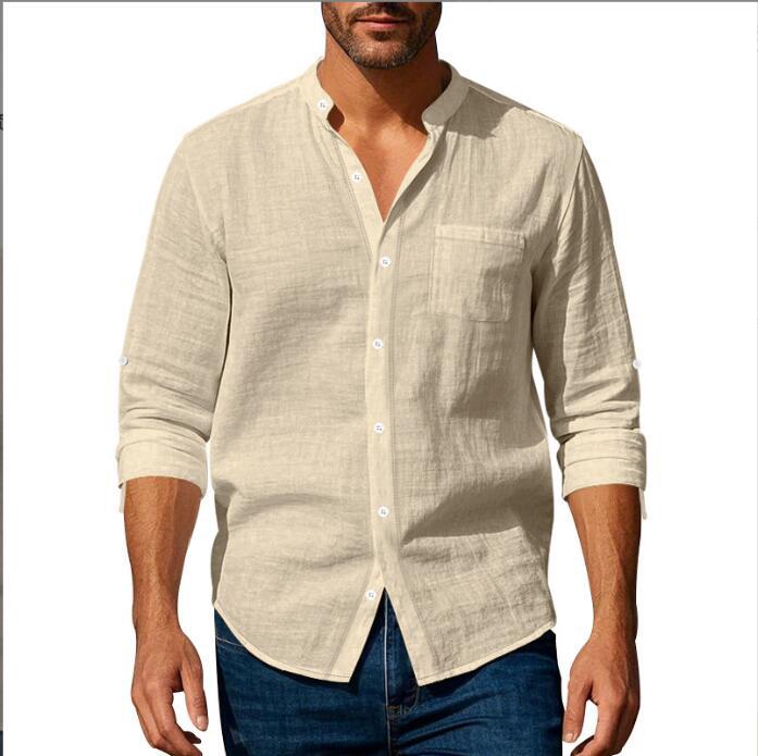 Chemise en lin homme col mao et poche poitrine Berg-Feldt