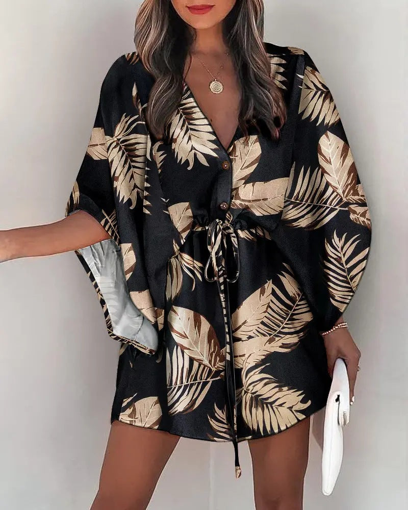 Robe pour femme Berg-Feldt : motif floral et ceinture à la taille