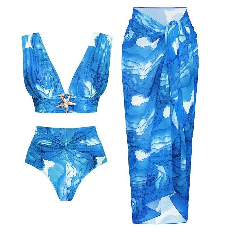 Maillot de bain femme Berg-Feldt, jupe portefeuille fluide, décolleté plongeant