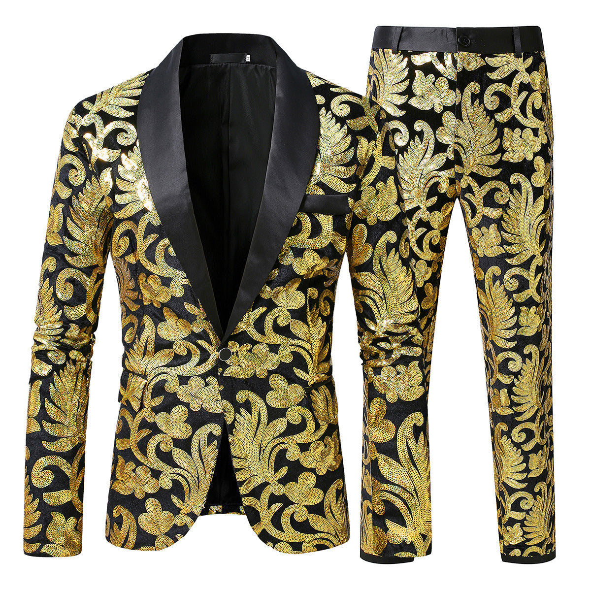 Herren glitzernder Smokinganzug mit floralen Paillettenmustern Berg-Feldt