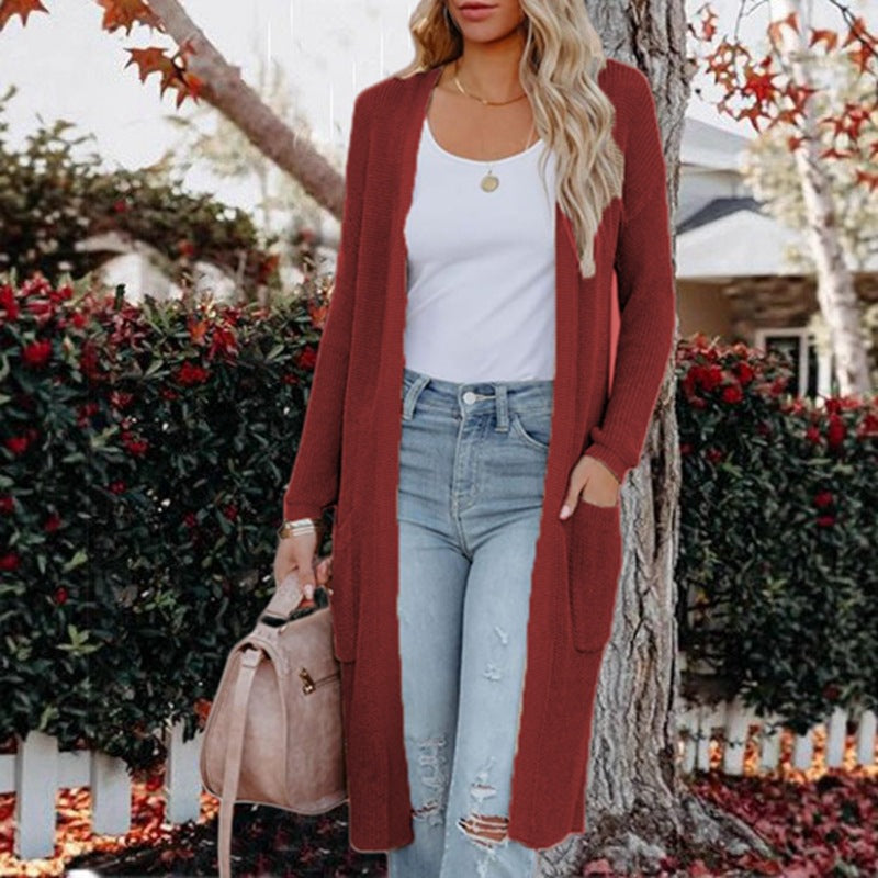 Damen Longcardigan en maille avec poches ouvertes et fines côtes Berg-Feldt