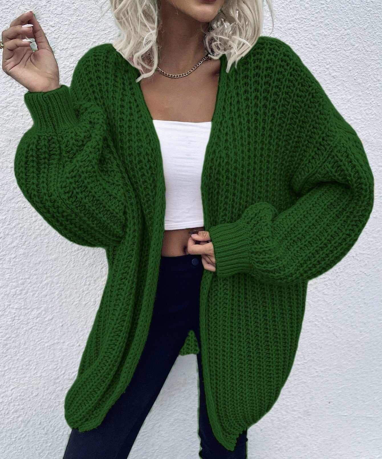 Cardigan en grosse maille décontracté pour femme, avec poches profondes et manches volumineuses Berg-Feldt