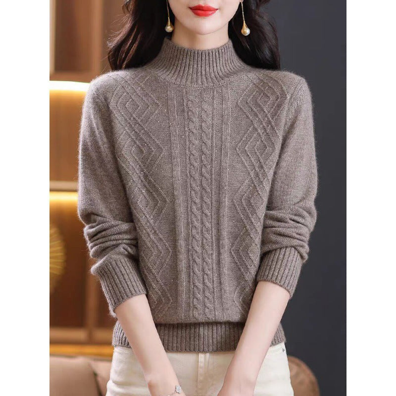 Damen Strickpullover mit Rippenstruktur und hochgeschlossenem Kragen Berg-Feldt