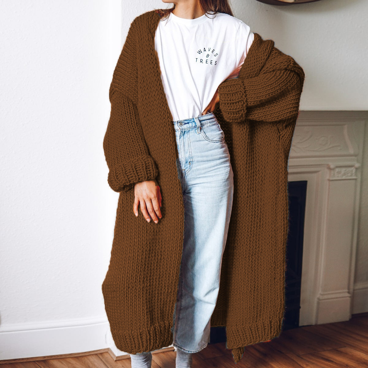 Manteau en tricot épais pour femme, ouvert sur le devant, avec poches profondes Berg-Feldt