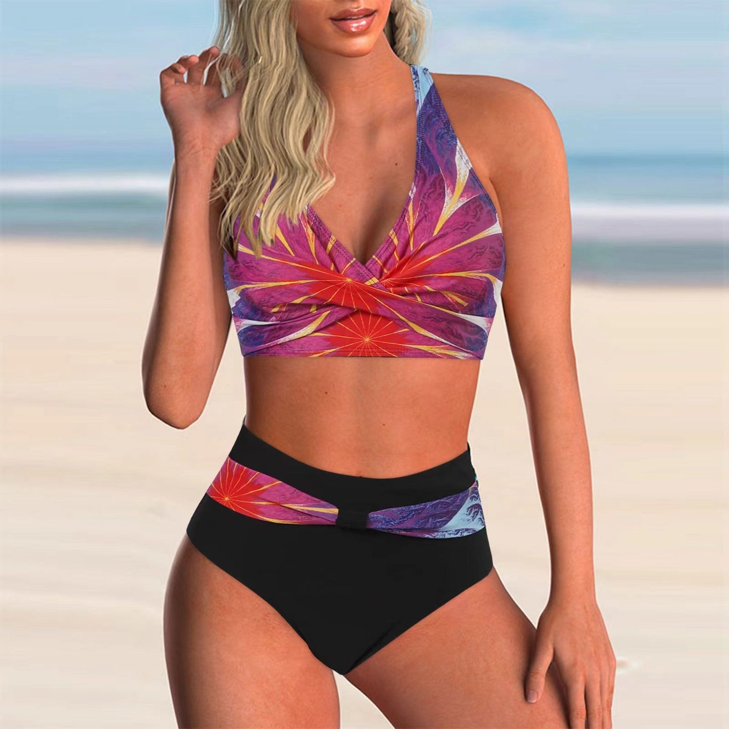 Haut de bikini cache-cœur et bas de bikini taille haute Berg-Feldt pour femme