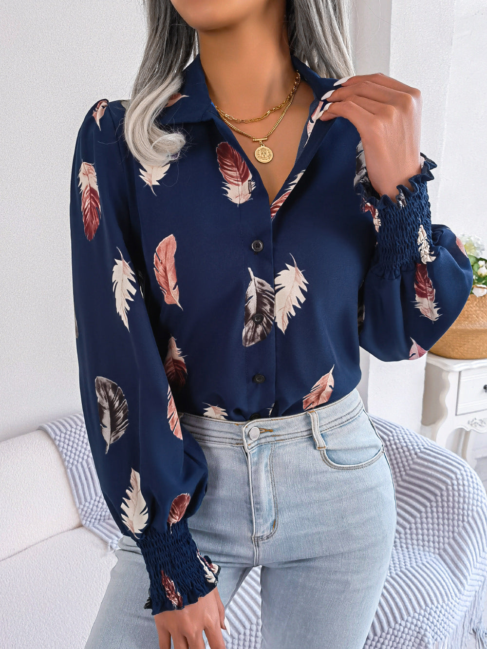 Chemisier pour femme à motif plumes et fleurs de berg-feldt