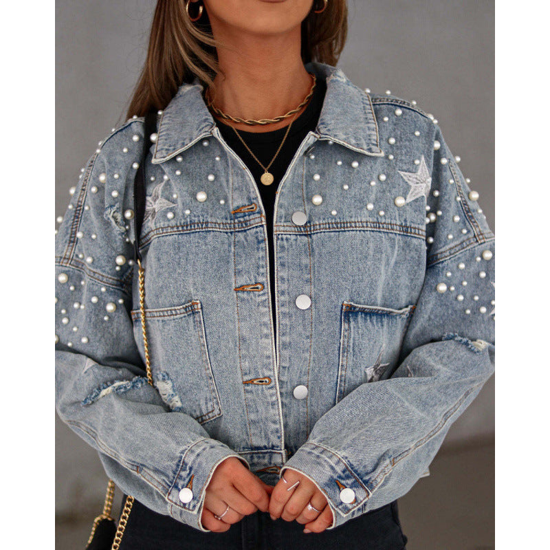 Veste en jean pour femme avec applications audacieuses et coupe oversize Berg-Feldt
