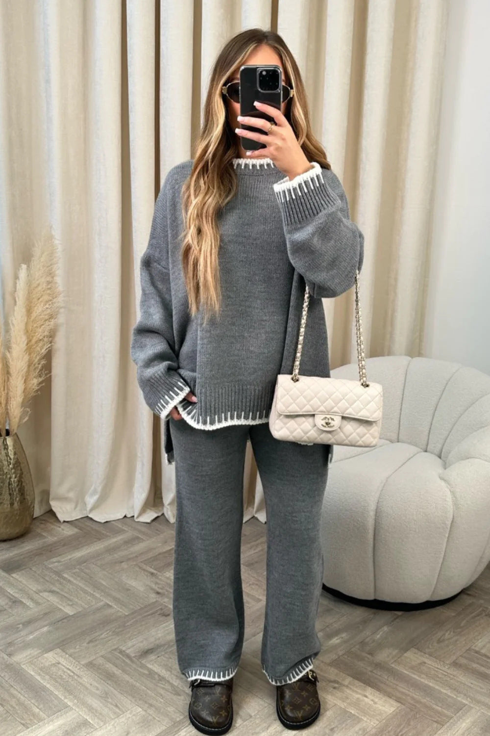 Ensemble tricoté grande taille pour femme avec détails contrastés Berg-Feldt