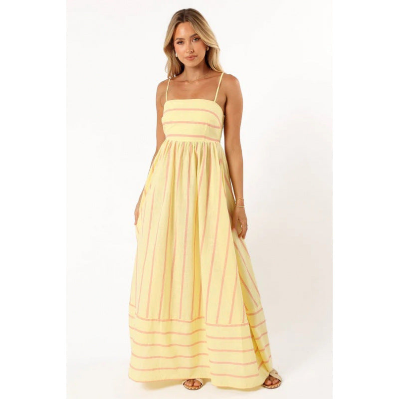 Robe longue femme à fines rayures et taille élastique Berg-Feldt