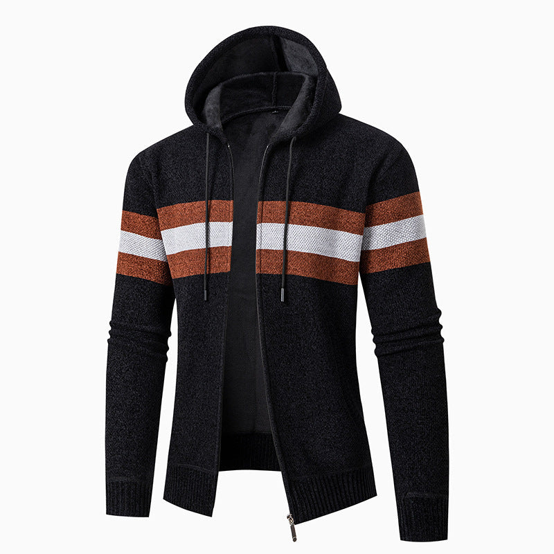 Cardigan décontracté à capuche pour homme avec rayures contrastées Berg-Feldt