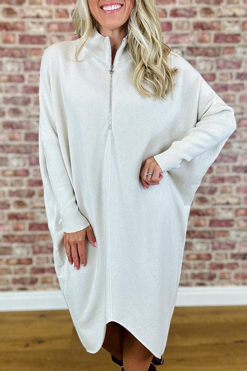 Damen Oversized Strickkleid mit Reißverschluss Berg-Feldt