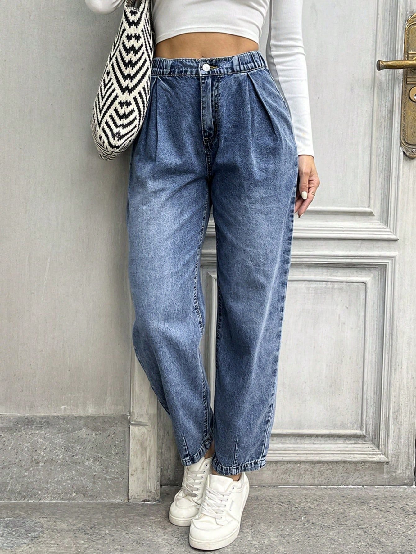 Bequeme Damenjeans mit eleganter Faltenoptik von berg-feldt