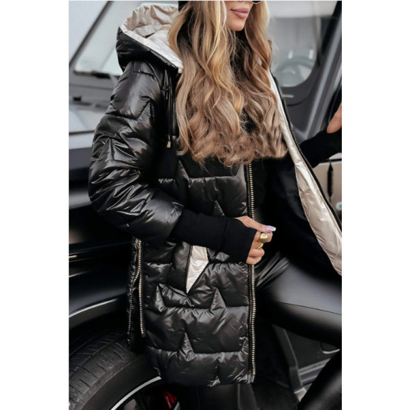 Veste matelassée longue pour femme avec doublure de capuche amovible et poches latérales zippées Berg-Feldt
