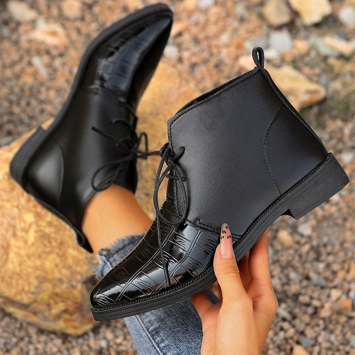 Damen bottines à lacets avec accents brillants Berg-Feldt