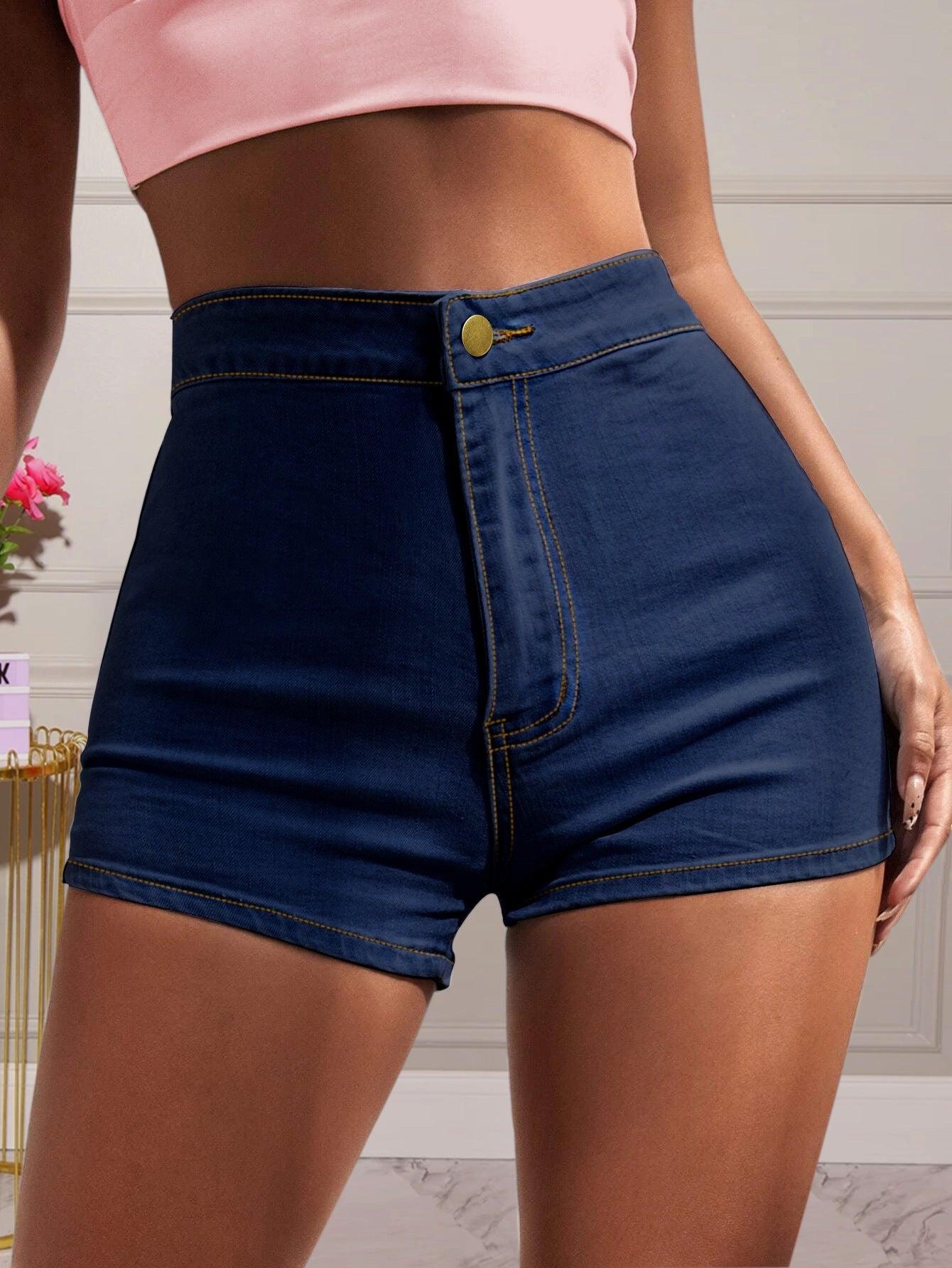 Shorts femme taille haute, coupe décontractée, boutonnée de berg-feldt