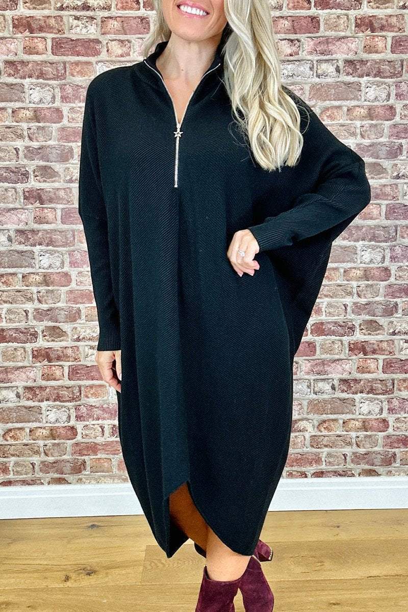 Damen Oversized Strickkleid mit Reißverschluss Berg-Feldt