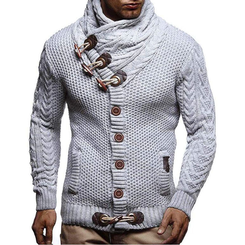 Herren Strickjacke mit asymmetrischem Kragen und einzigartigem Knopfdesign Berg-Feldt
