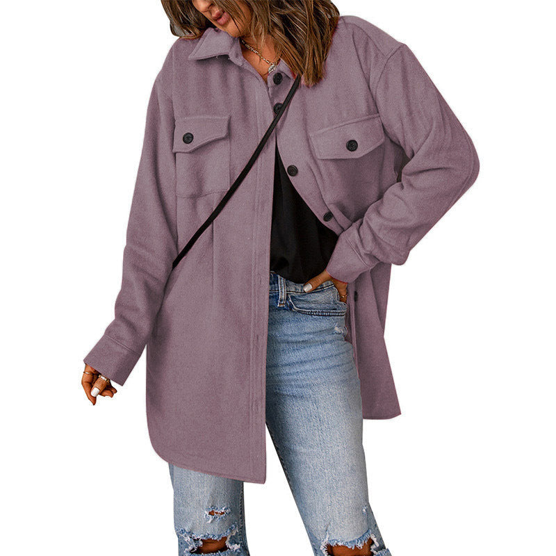 Chemisier-veste à manches longues grande taille pour femme avec poches plaquées fonctionnelles et coupe décontractée Berg-Feldt