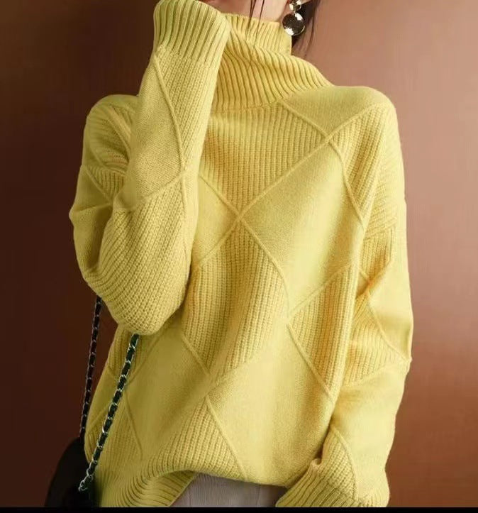 Pull en grosse maille pour femme avec col roulé chic et motif structuré Berg-Feldt