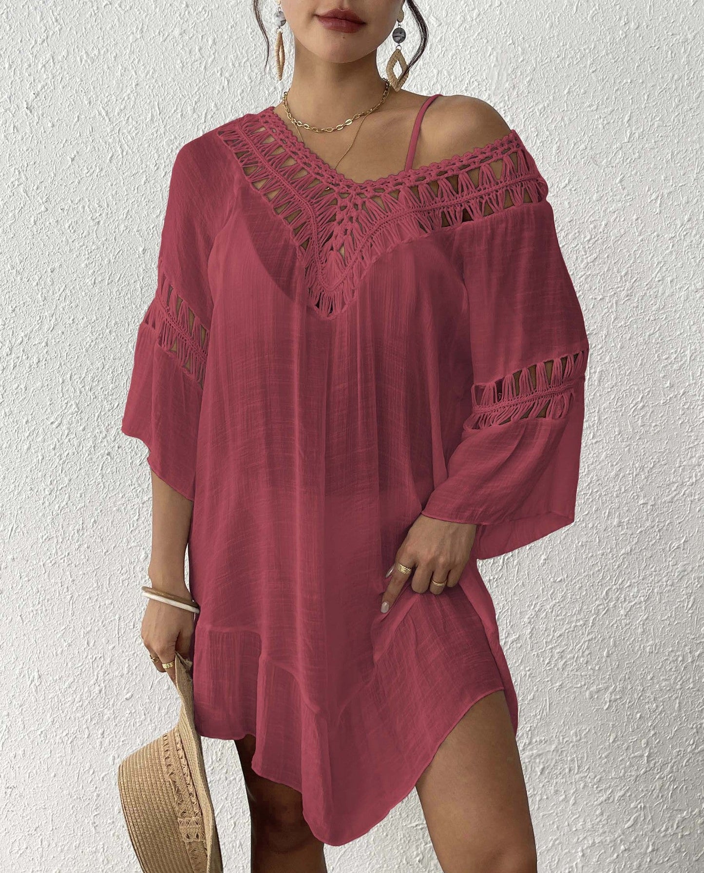 Robe cache-maillot de plage bohème à détails en crochet par berg-feldt