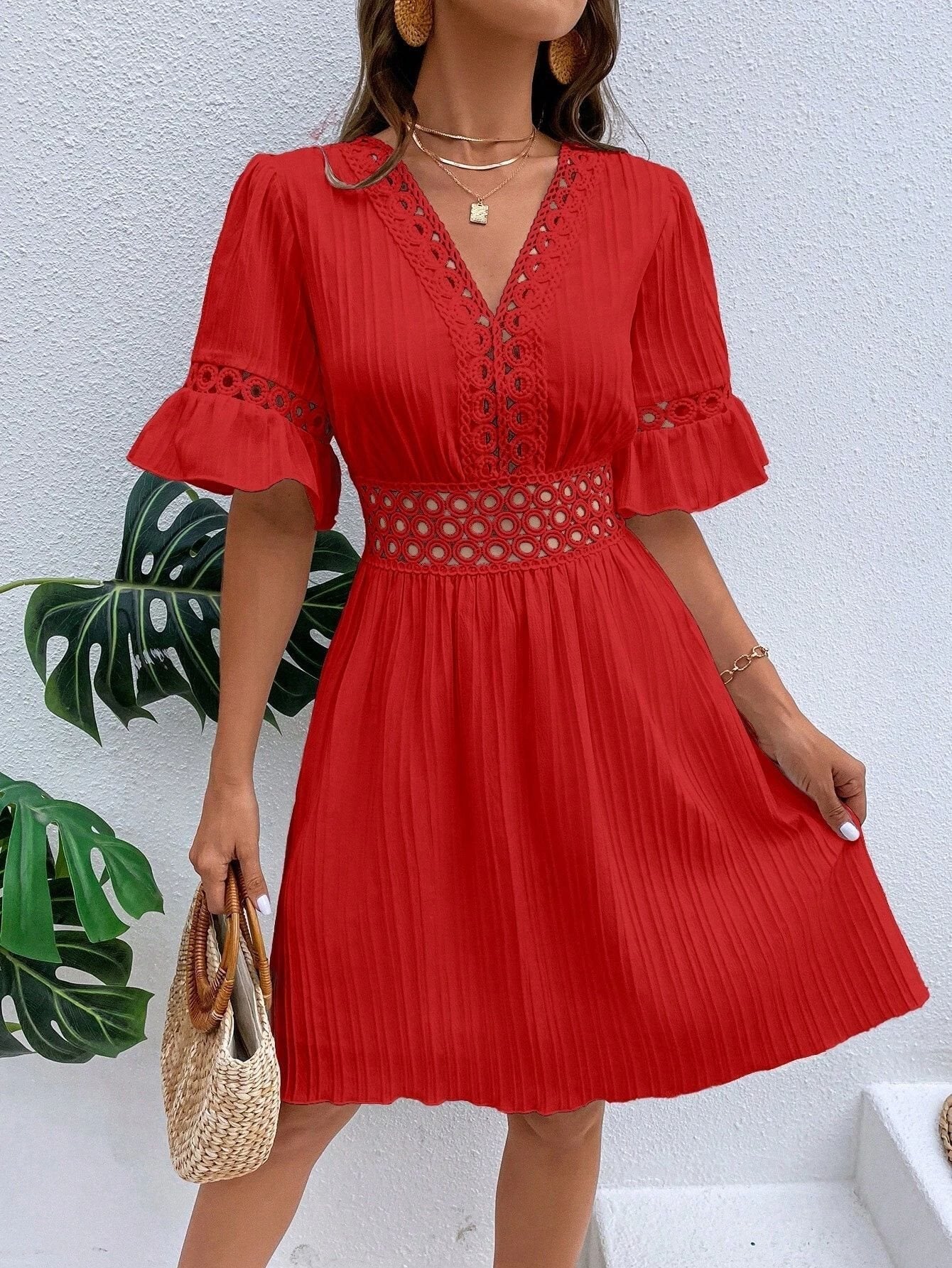 Sommerkleid für Damen mit Stehkragen und Rüsche von berg-feldt