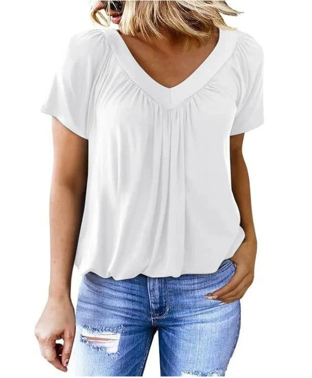 Blouse pour femme élégante avec col en V, fluide et coupe tendance, de berg-feldt