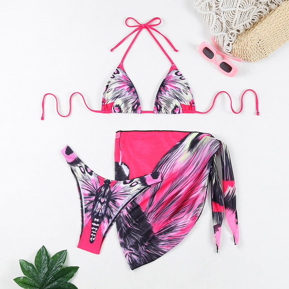 Ensemble bikini pour femme berg-feldt, haut triangle et jupe portefeuille transparente