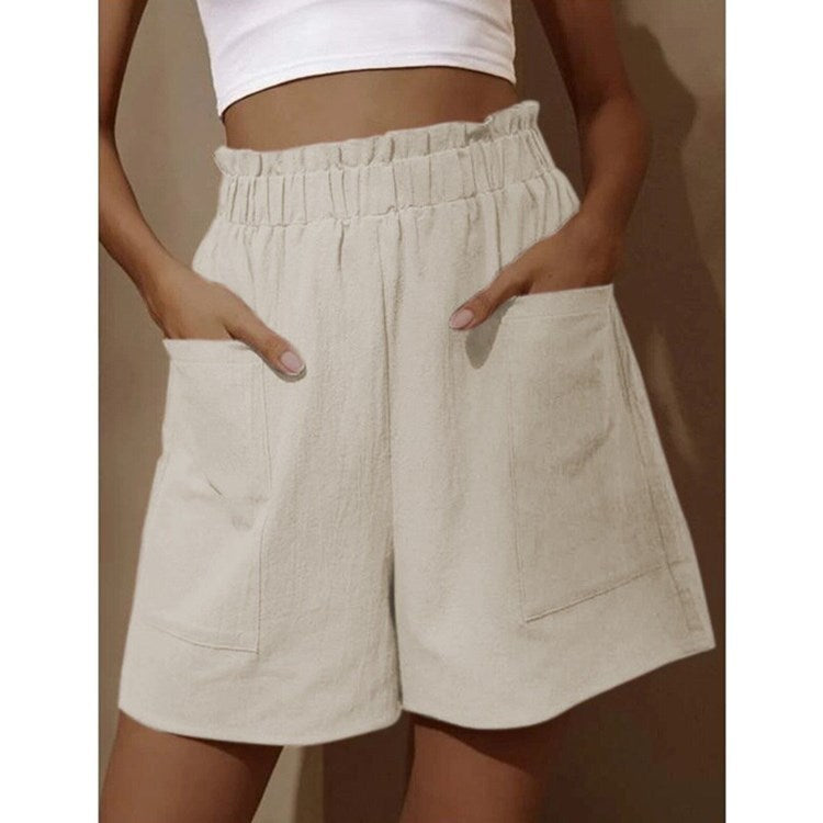 Heidi Mode | Short taille haute en coton et lin pour femme