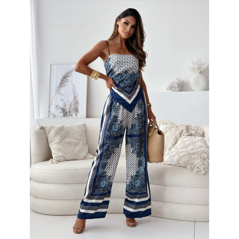 Combinaison pantalon large imprimé bohème pour femme berg-feldt
