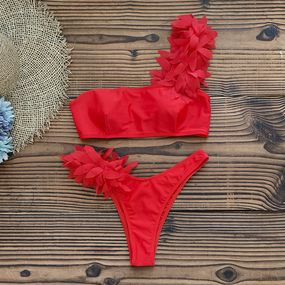 Maillot de bain deux pièces pour femme Berg-Feldt avec application florale 3D et haut bandeau