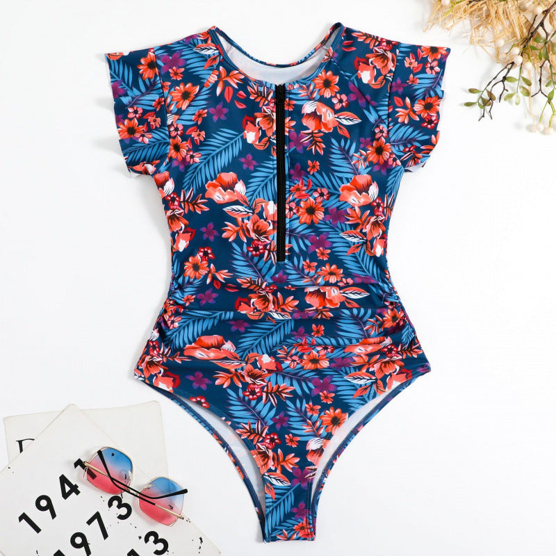Maillot de bain une pièce Berg-Feldt pour femme, motif floral et fermeture éclair