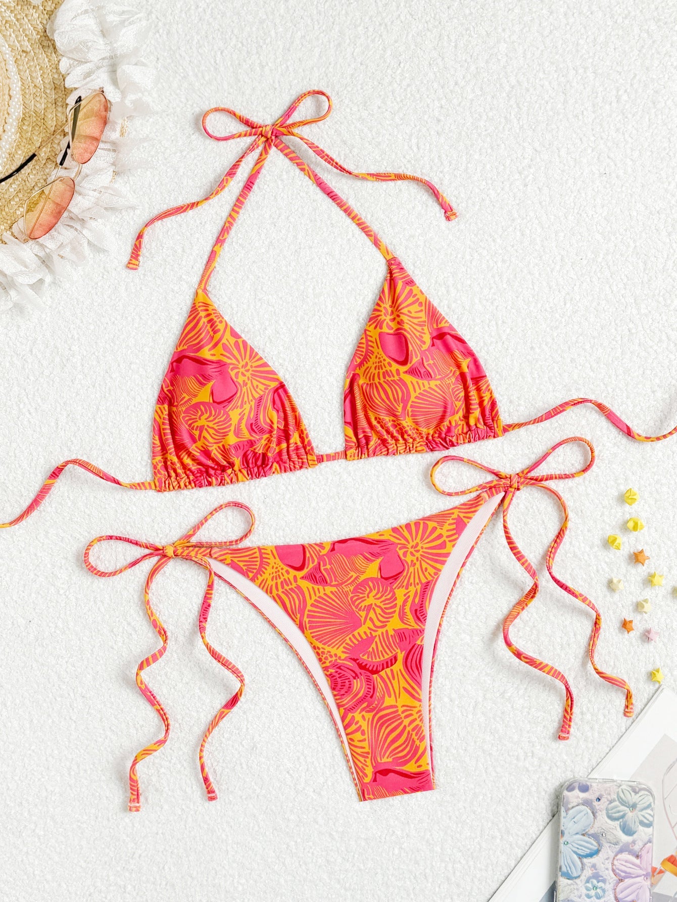 Frauen Dreieck-Bikini mit farbenfrohem Blumenmuster und verstellbaren Trägern berg-feldt